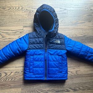 North Face 2T Blue Reversible Winter Coat - Warm Puffer with Soft Sherpa